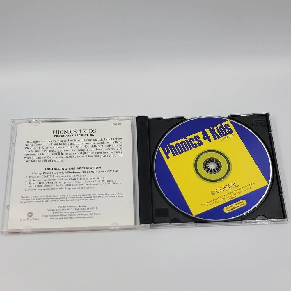 Phonics 4 For Kids Children Cosmic PC Software Windows 98/2000/XP CD-ROM